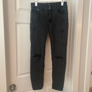 True Craft Black Skinny Jeans with Ripped Knees - Size 11